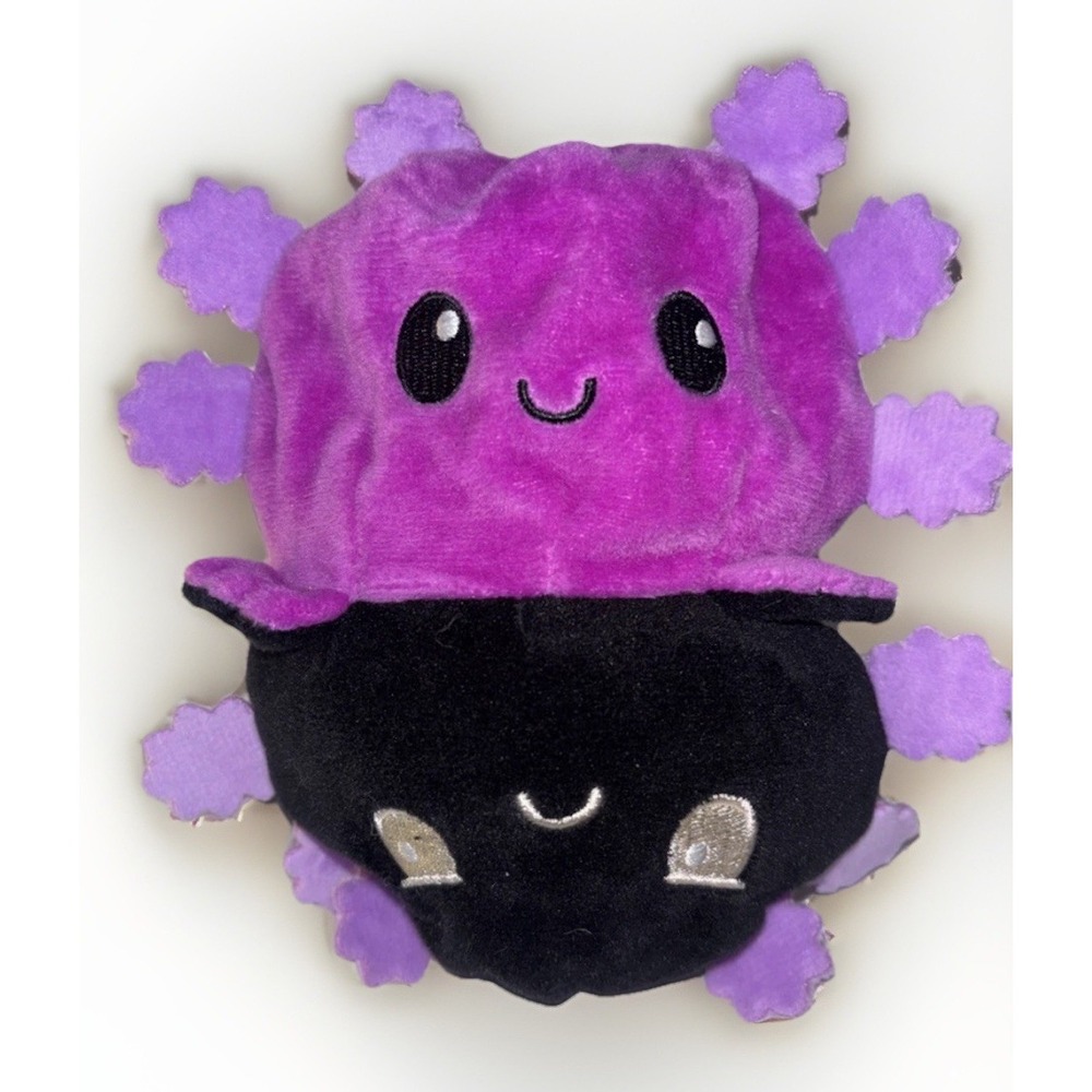 TeeTurtle Purple/Black Axolotl Plush Reversible Stuffed Animal NWT‎